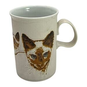Dunoon Stoneware Siamese Cat Scotland 8oz Mug 4" Tall 3" Diameter Realistic EUC